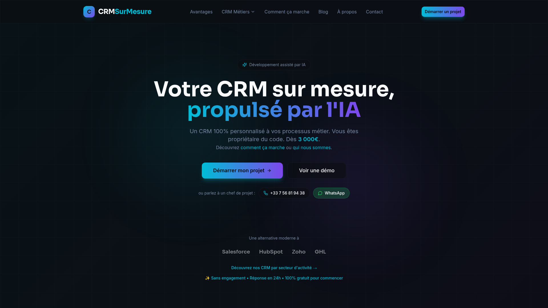 Preview of CRM sur Mesure website