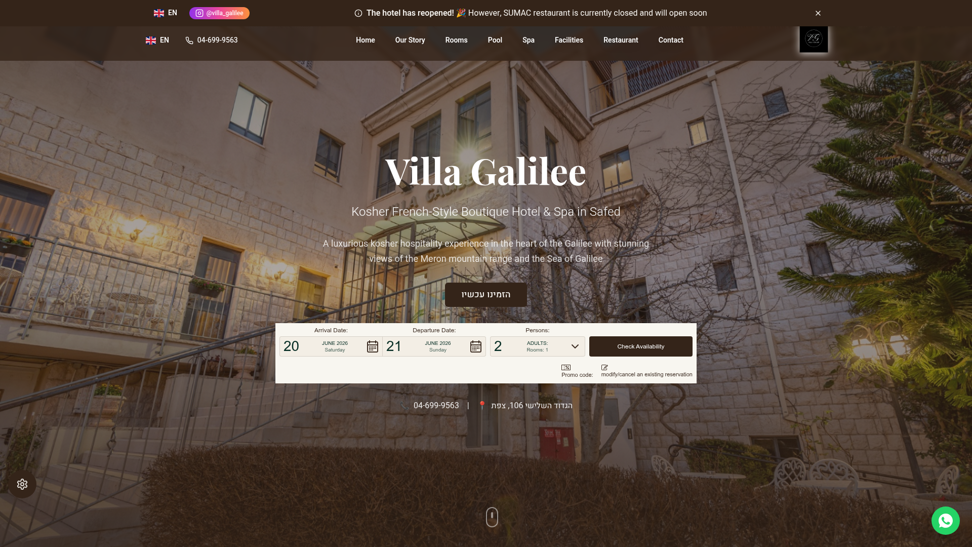 Preview of Villa Galilee website