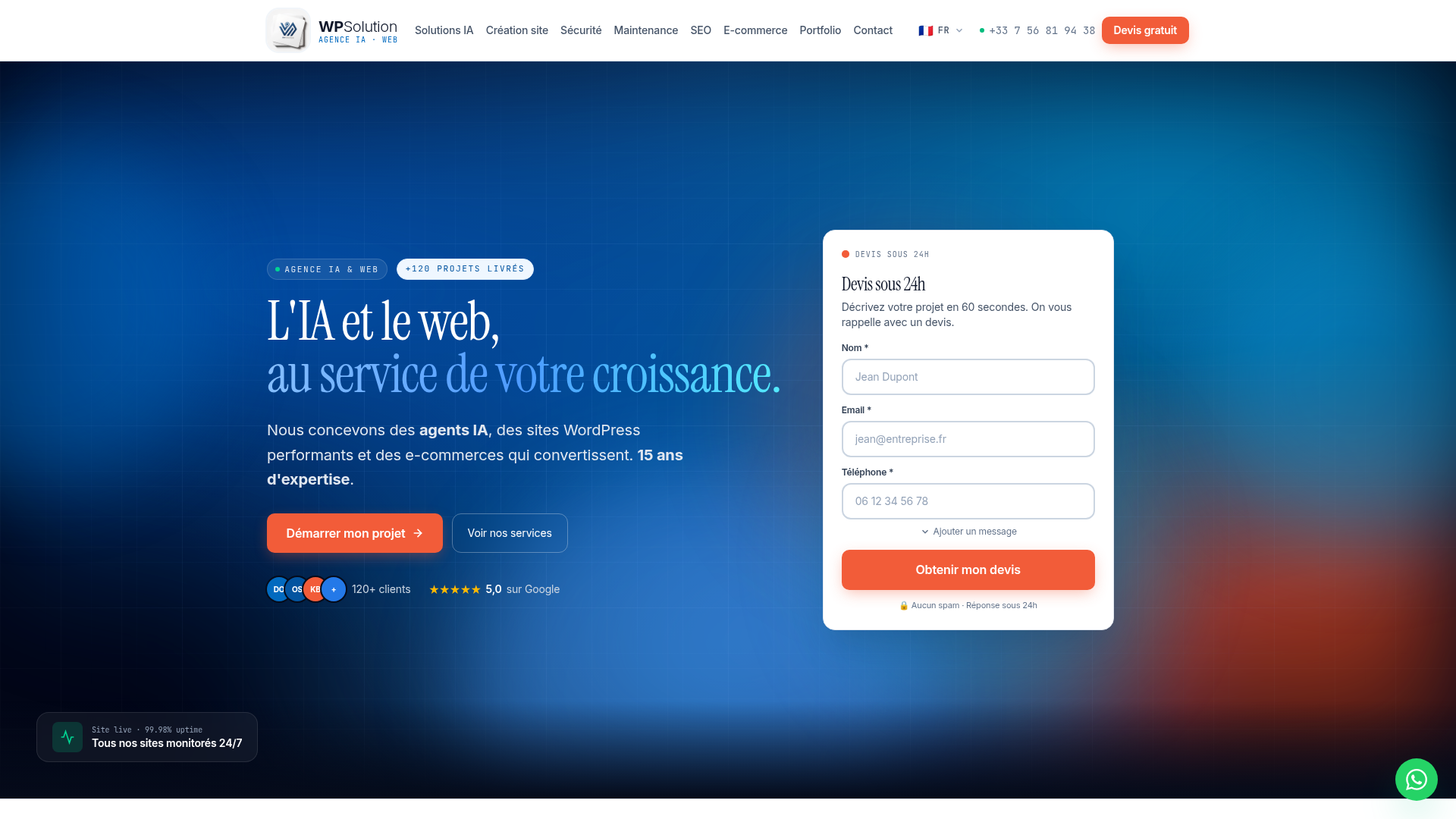 Preview of WP Solution website